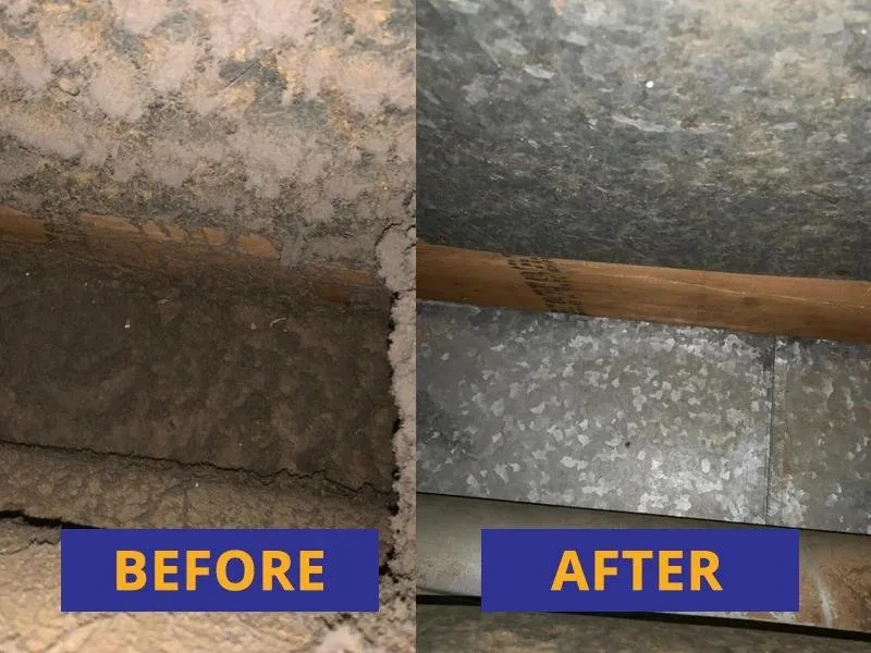 Air duct cleaning before and after photo 2